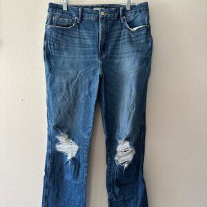 Women's Good American Straight Leg Jean with Distressed Detail - Size 14/32 EUC